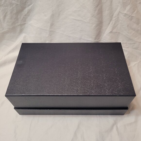 Prada Black Gift Box Textured Empty Silver Logo Storage Decorative Organizer - Picture 7 of 14